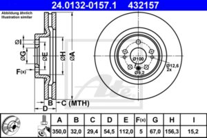ATE Bremsesæt, skivebremser sg00000b3a foraksel ventileret 350mm 32mm for MERCEDES-BENZ