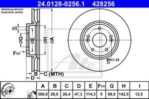 ATE Bremsesæt, skivebremser sg00000ch7 foraksel ventileret 300mm 28mm for KIA HYUNDAI