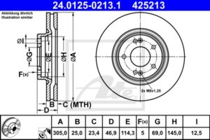 ATE Bremsesæt, skivebremser sg00000chu foraksel ventileret 305mm 25mm for HYUNDAI KIA