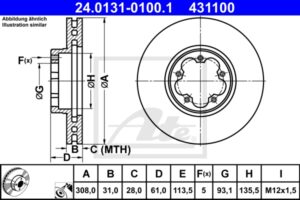 ATE Bremsesæt, skivebremser sg00000chx foraksel ventileret 308mm 31mm for FORD