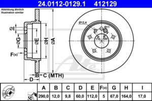 ATE Bremsesæt, skivebremser sg00000chz bagaksel fuld 290mm 12mm for MERCEDES-BENZ CHRYSLER