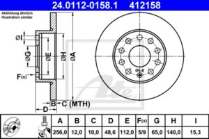 ATE Bremsesæt, skivebremser sg00000ci2 bagaksel fuld 256mm 12mm for SEAT VAG