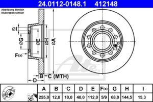 ATE Bremsesæt, skivebremser sg00000ctn bagaksel fuld 280mm 12mm for VAG SEAT