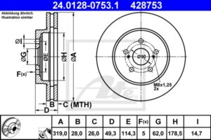 ATE Bremsesæt, skivebremser sg00000cu2 bagaksel fuld 319mm 10mm for LEXUS TOYOTA