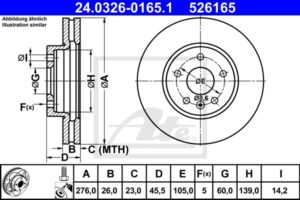 ATE Bremsesæt, skivebremser sg00000cw1 bagaksel fuld 268mm 12mm for OPEL VAUXHALL CHEVROLET