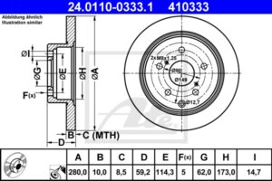 ATE Bremsesæt, skivebremser sg00000czl bagaksel fuld 295mm 10mm for TOYOTA