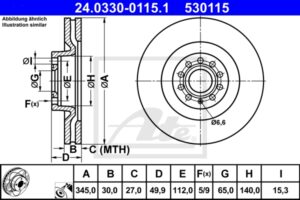ATE Bremsesæt, skivebremser sg00000d40 foraksel fuld 253mm 30mm for PEUGEOT CITROËN VAG SEAT SKODA