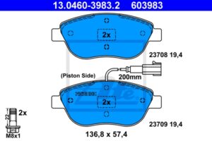 ATE Bremsesæt, skivebremser sg00000d9c bagaksel fuld 251mm 10mm for PEUGEOT CITROËN FIAT