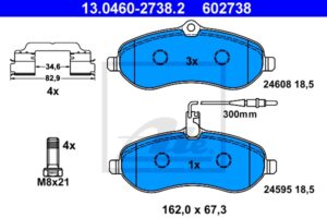 ATE Bremsesæt, skivebremser sg00000daf bagaksel fuld 280mm 14mm for PEUGEOT CITROËN FIAT TOYOTA
