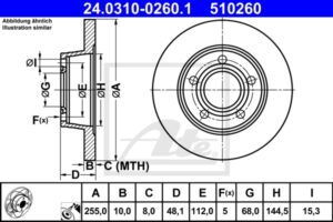 ATE Bremsesæt, skivebremser sg00000dd7 bagaksel fuld 288mm 10mm for SEAT VAG SKODA