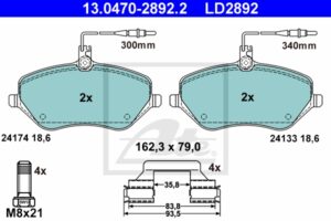 ATE Bremsesæt, skivebremser sg00000ddz foraksel fuld 330mm 30mm for PEUGEOT CITROËN