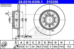 ATE Bremsesæt, skivebremser sg00000dfw bagaksel ventileret 288mm 25mm for SEAT VAG SKODA