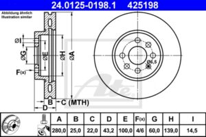 ATE Bremsesæt, skivebremser sg00000dg7 foraksel ventileret 264mm 10mm for OPEL VAUXHALL CHEVROLET KIA