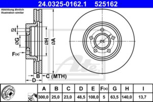 ATE Bremsesæt, skivebremser sg00000dim bagaksel fuld 265mm 11mm for VOLVO FORD OPEL VAUXHALL GENERAL MOTORS MAZDA