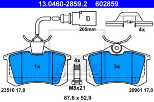 ATE Bremsesæt, skivebremser sg00000dlm bagaksel fuld 268mm 10mm for FORD VAG SEAT