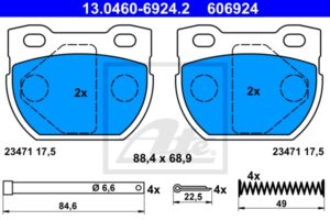 ATE Bremsesæt, skivebremser sg00000doa foraksel fuld 298mm 24mm for LAND ROVER