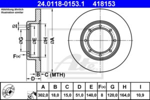 ATE Bremsesæt, skivebremser sg00000dp2 bagaksel fuld 302mm 18mm for OPEL VAUXHALL RENAULT NISSAN