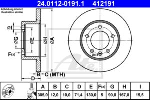 ATE Bremsesæt, skivebremser sg00000dql foraksel fuld 302mm 12mm for VAUXHALL OPEL RENAULT NISSAN
