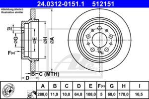 ATE Bremsesæt, skivebremser sg00000drc bagaksel fuld 305mm 11mm for VOLVO