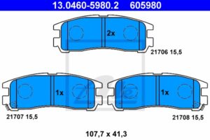 ATE Bremsesæt, skivebremser sg00000dsf bagaksel fuld 262mm 22mm for MITSUBISHI