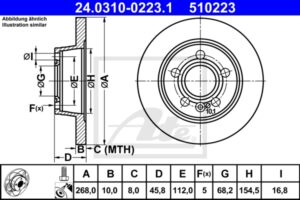 ATE Bremsesæt, skivebremser sg00000dsi foraksel fuld 268mm 10mm for FORD VAG SEAT