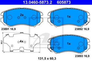 ATE Bremsesæt, skivebremser sg00000dtx bagaksel fuld 262mm 26mm for HYUNDAI KIA