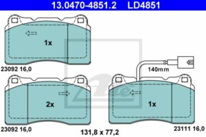 ATE Bremsesæt, skivebremser sg00000dvk bagaksel fuld 278mm 12mm for FIAT JEEP