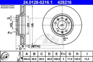 ATE Bremsesæt, skivebremser sg00000dxv bagaksel fuld 304mm 14mm for PEUGEOT CITROËN FIAT TOYOTA