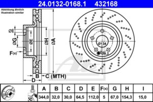 ATE Bremsesæt, skivebremser sg00000dz3 foraksel perforeret/ventileret 300mm 32mm for MERCEDES-BENZ MAYBACH