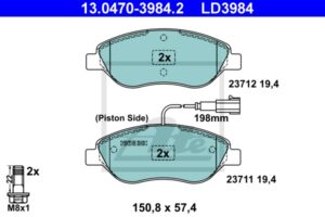 ATE Bremsesæt, skivebremser sg00000dzn bagaksel fuld 251mm 10mm for FIAT