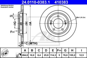 ATE Bremsesæt, skivebremser sg00000e1r bagaksel fuld 300mm 10mm for KIA HYUNDAI SSANGYONG
