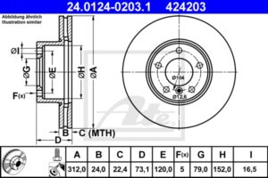 ATE Bremsesæt, skivebremser sizw2n6yi8 bagaksel ventileret 300mm 24mm for BMW