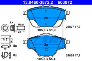 ATE Bremsesæt, skivebremser sizw2n8cg4 foraksel fuld 304mm 12mm for CITROËN VAUXHALL OPEL DS PEUGEOT TOYOTA