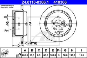 ATE Bremsesæt, skivebremser sizw2n91w0 bagaksel fuld 286mm 10mm for SUBARU