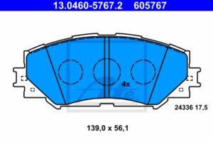 ATE Bremsesæt, skivebremser sizw2n95d9 bagaksel fuld 259mm 9mm for SUBARU TOYOTA LEXUS