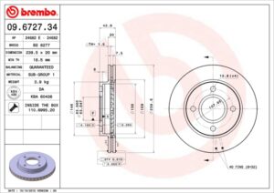 BREMBO Bremsesæt, skivebremser 142054088 foraksel indvendig ventileret 240mm 20mm for FORD MAZDA FORD (CHANGAN)