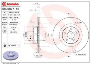 BREMBO Bremsesæt, skivebremser ijdtidgxp0 foraksel indvendig ventileret 293mm 24mm for TOYOTA NISSAN SUBARU