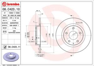BREMBO Bremsesæt, skivebremser ijdtidjc74 bagaksel fuld 278mm 10mm for MAZDA