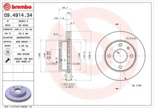 BREMBO Bremsesæt, skivebremser ijf141i5x4 foraksel indvendig ventileret 240mm 24mm for FORD MAZDA