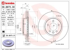 BREMBO Bremsesæt, skivebremser ijf141i8p0 foraksel indvendig ventileret 317mm 30mm for LAND ROVER