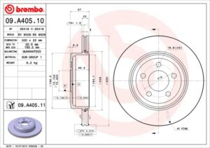 BREMBO Bremsesæt, skivebremser ijg5y0ur97 bagaksel indvendig ventileret 320mm 22mm for CHRYSLER LANCIA FIAT