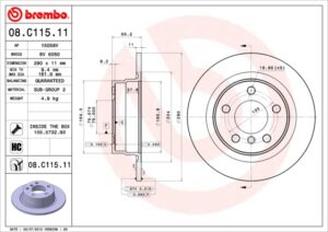 BREMBO Bremsesæt, skivebremser ijg5y0us93 bagaksel fuld 290mm 11mm for BMW