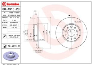 BREMBO Bremsesæt, skivebremser ijzjsg5ty9 bagaksel fuld 251mm 10mm for FIAT