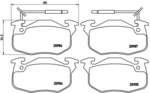 BREMBO Bremsesæt, skivebremser ijzjsg5xh6 foraksel indvendig ventileret 247mm 20mm for CITROËN PEUGEOT RENAULT