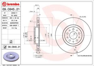 BREMBO Bremsesæt, skivebremser ijzjsg69a1 foraksel indvendig ventileret 284mm 22mm for FIAT DODGE