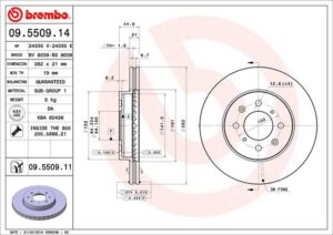 BREMBO Bremsesæt, skivebremser ijzjsgfcx6 foraksel indvendig ventileret 262mm 21mm for MG ROVER HONDA ACURA