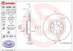 BREMBO Bremsesæt, skivebremser ijzjsgfil0 foraksel indvendig ventileret 284mm 22mm for OPEL FIAT VAUXHALL