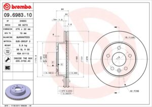 BREMBO Bremsesæt, skivebremser ik3ebylmn3 foraksel indvendig ventileret 276mm 22mm for MERCEDES-BENZ SKODA