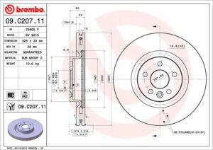 BREMBO Bremsesæt, skivebremser ik3ebym2a4 foraksel indvendig ventileret 325mm 30mm for LAND ROVER JAGUAR