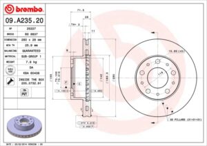 BREMBO Bremsesæt, skivebremser sg000003yq foraksel indvendig ventileret 280mm 28mm for PEUGEOT CITROËN FIAT